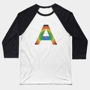 Retro Rainbow 'A' Sticker Baseball T-Shirt